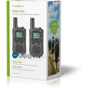 Kit de 2 Walkie-talkies 8 canais 5km VOX c/ lanterna - Preto