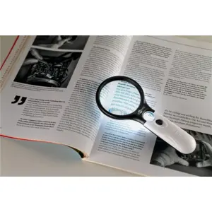 Lupa de mão de 2 lentes Ø75+22mm (1,75x + 12,25x) com LEDs