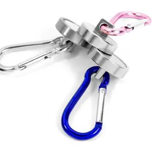 Íman Neodymium (NdFeB) redondo Ø32mm com mosquetão azul 60mm - N42