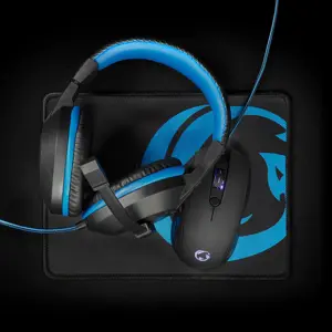 Conjunto Gaming 3-em-1 - Auscultadores c/ micro + Rato 3200dpi + Mousepad