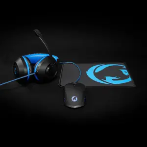 Conjunto Gaming 3-em-1 - Auscultadores c/ micro + Rato 3200dpi + Mousepad