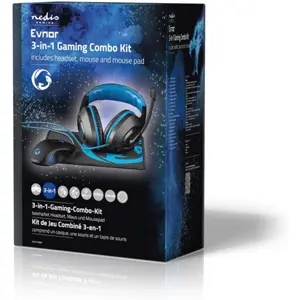 Conjunto Gaming 3-em-1 - Auscultadores c/ micro + Rato 3200dpi + Mousepad