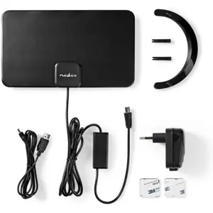 Antena TV Terrestre amplificada TDT FM/VHF/UHF 28dB c/ filtro LTE800 - preto
