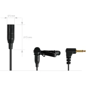 Microfone profissional de lapela com clipe de fixação, com conetor jack 3'5 mm mono 90º