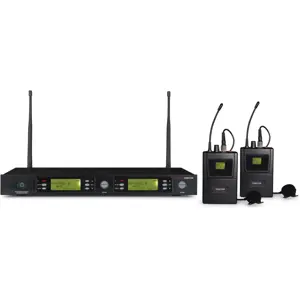 Microfone sem fios duplo portátil UHF