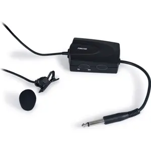 Microfone de condensador electret de lapela com adaptador para entrada de microfone dinâmico.