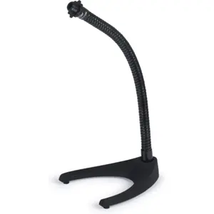 Base de mesa com tubo flexível negro para microfone.