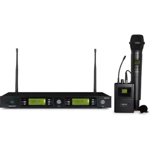 Microfone sem fios duplo UHF
