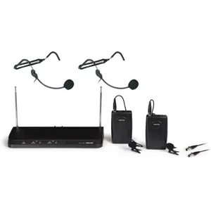 Dois microfones sem fios portáteis VHF