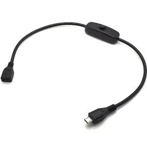 Cabo de alimentação Micro-USB macho <-> Micro-USB fêmea c/ interruptor - 0.30m