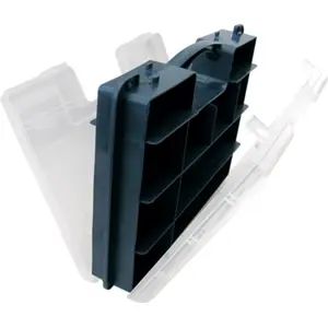 Caixa plástica com pega para armazenamento de componentes - até 42 compartimentos -  295x220x76mm