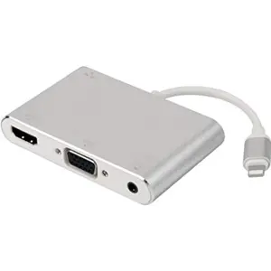 Adaptador Lightning macho para HDMI + VGA fêmea c/ audio