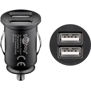 Cargador de encendedor 2x USB (12VDC->5VDC) 2.4A 12W - negro