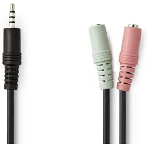 Cabo adaptador Jack 3.5mm 4pin -> 2x Jack 3.5mm 3pin (micro+ausclt.)