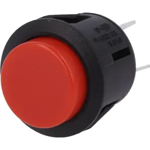 Botão interruptor de pressão monoestável bipolar OFF-(ON) DPST-NO 250VAC 6A vermelho plástico