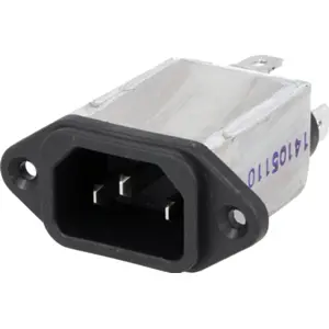 Ficha IEC C14 (macho) 3pin 10A painel com filtro - QLT Power FYB10T1