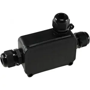 Caixa de derivação estanque em T c/ bucins 125x73x28mm IP66 - preto