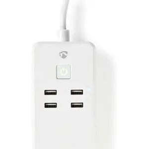 Bloco de 3 tomadas inteligente c/ Wifi + 4x USB c/ cabo 1.8m (compatível c/ Tuya)
