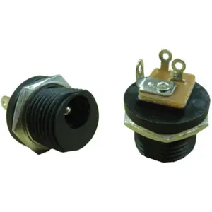 Ficha DC p/ painel macho ø5.5x2.5mm com rosca e interruptor