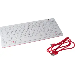 Teclado USB Raspberry Pi vermelho/branco c/ HUB USB - versão US - oficial Raspberry Pi