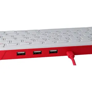 Teclado USB Raspberry Pi vermelho/branco c/ HUB USB - versão US - oficial Raspberry Pi