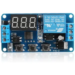 Módulo de relé 12VDC com temporizador digital ajustável (250V 10A)
