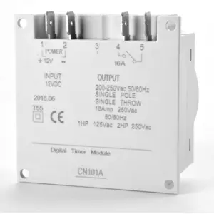 Programador horário digital (timer) 12VDC c/ saída relé 250VAC 16A - CN101A 12V