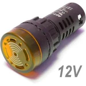 Sinalizador luminoso intermitente com buzzer Ø22mm - Amarelo - 12V