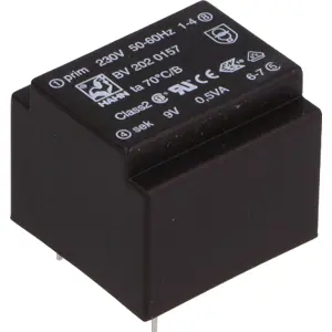 Transformador encapsulado para PCB 230VAC/9V 0.5VA 0.055A