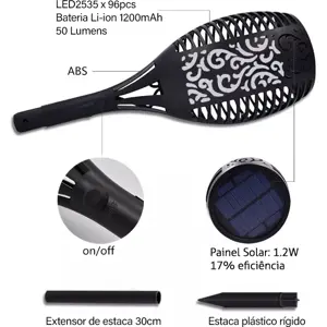 Antorcha tipo antorcha Solar a LED Efecto llama c/ estaca