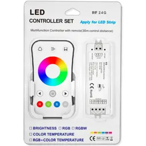 Controlador RGB para tiras LED 12..24V 144..288W con mando táctil RF 2.4GHz