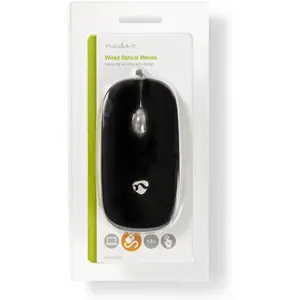Ratón óptico 1000DPI ultrafino con cable y scroll - Negro