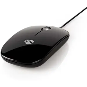 Ratón óptico 1000DPI ultrafino con cable y scroll - Negro