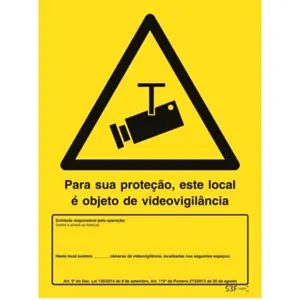 Vinil autocolante de sinalização p/ videovigilância (c/ nº de câmaras) - 150x200mm