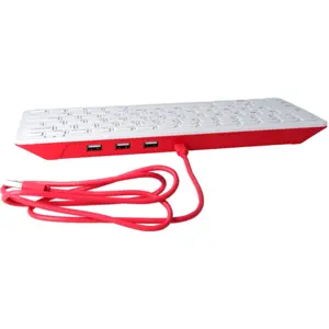 Teclado USB Raspberry Pi vermelho/branco c/ HUB USB - versão PT - oficial Raspberry Pi