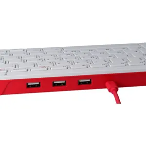 Teclado USB Raspberry Pi vermelho/branco c/ HUB USB - versão PT - oficial Raspberry Pi