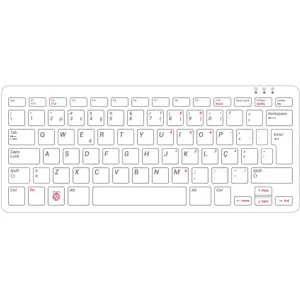 Teclado USB Raspberry Pi vermelho/branco c/ HUB USB - versão PT - oficial Raspberry Pi