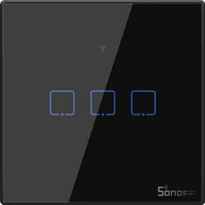 Interruptor triplo (3 Gang) Smart Wifi+RF touch em vidro de encastrar - Preto