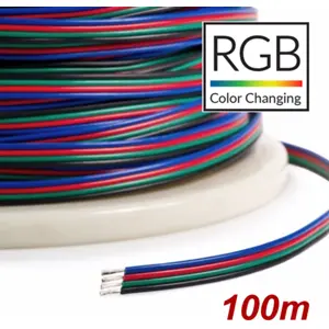 Cabo 4 cores espalmado (4x0.14mm²) para fitas RGB - rolo 100m
