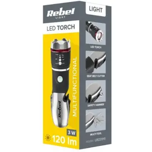 Lanterna compacta LED 3W 120lm de 3 modos c/ 8 multi-ferramentas - 3xAAA
