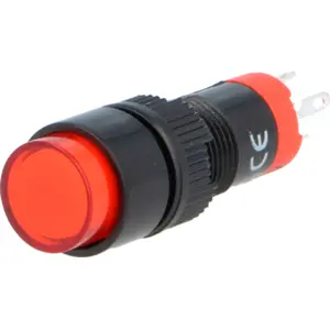 Botão interruptor de pressão unipolar SPDT ON-(ON) 24VDC 1A para soldar - vermelho - com luz LED 24V