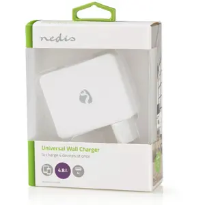 Carregador 4xUSB (230VAC -> 5VDC) 4,8A - Branco