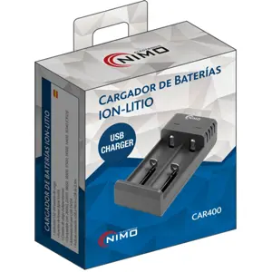 Carregador para 2x baterias de Li-Ion (18650, 18500, 26650, 14500...)