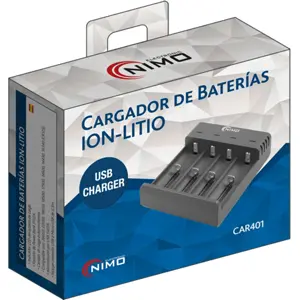 Carregador para 4x baterias de Li-Ion (18650, 18500, 26650, 14500...)