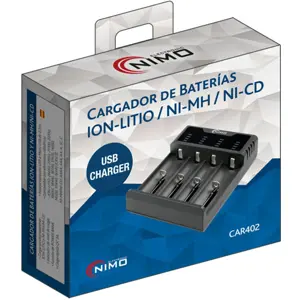 Carregador para 4x baterias de Li-Ion/Ni-MH/LiFePO4  (18650, 18500, (...) , AAA, AA, A, SC e C )