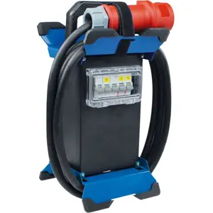Caixa de distribuição móvel CEE 32A 5P (4xSchuko 16A + 2xCEE 16/32A 5P) p/ exterior IP44