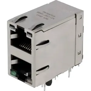 Ficha doble RJ45 para PCB 90º con LED verde+amarillo - 	BEL FUSE 0845-2R1T-E4