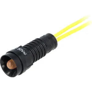 Indicador LED plástico 230VAC Ø11mm laranja com fios 300mm - POLAM-ELTA LO-D5-230AC