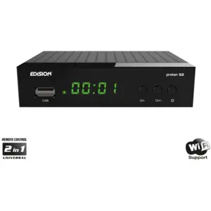 Receptor de Satélite DVB-S2, H.264 / HEVC Full HD c/ suporte WiFi via USB