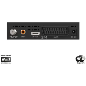 Receptor de Satélite DVB-S2, H.264 / HEVC Full HD c/ suporte WiFi via USB